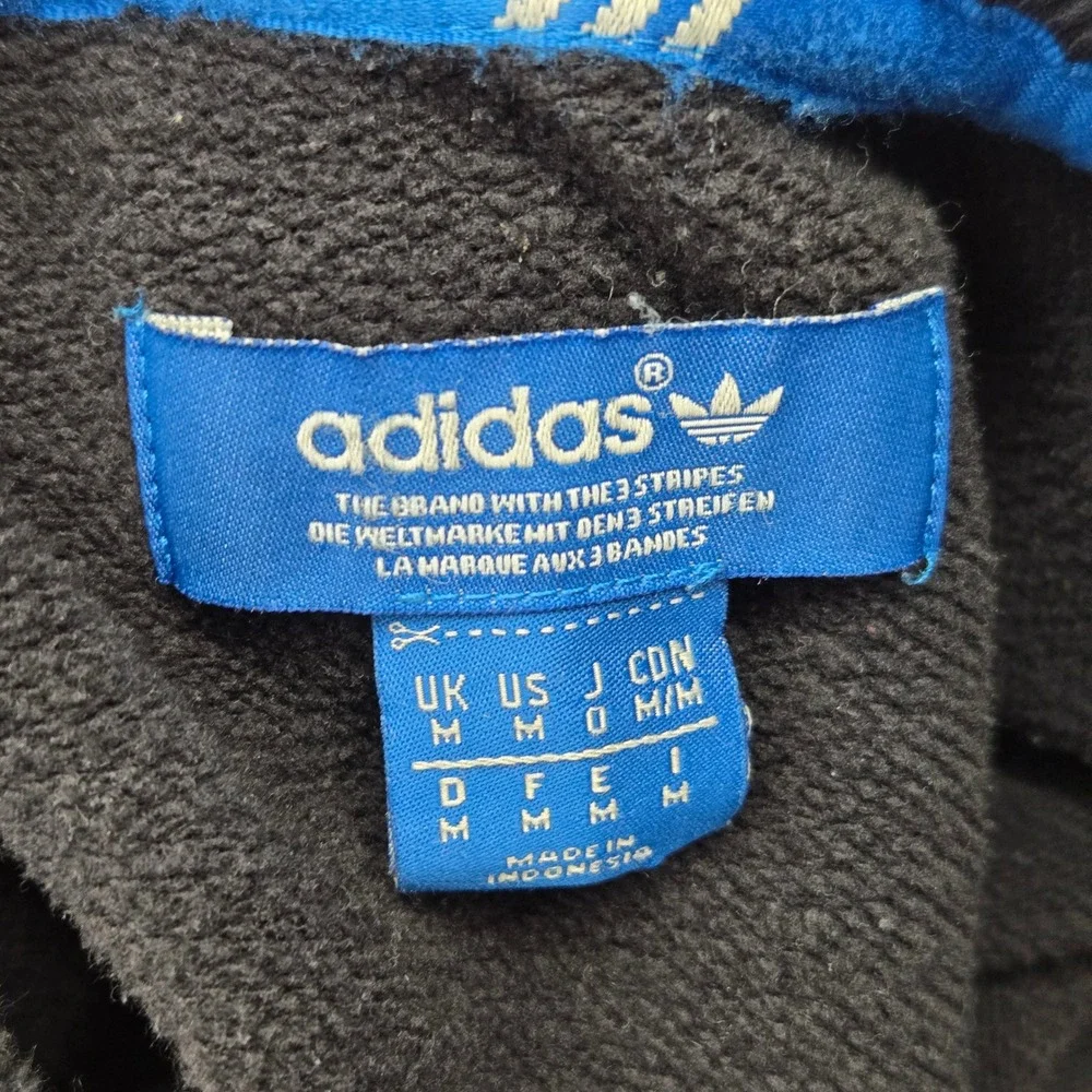 Y2K Adidas Originals Trefoil Logo Sweatshirt Black Distressed Graphic Mens‎ Sz M